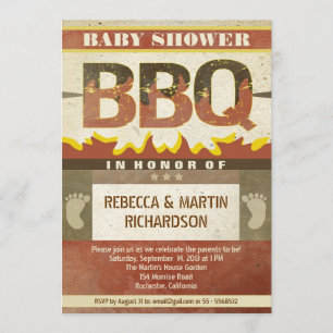 Baby-Shower-Barbecue-Vintage-Einladungen Einladung