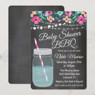 Baby-Shower-BBQ-Einladung im Mason-Glas Einladung