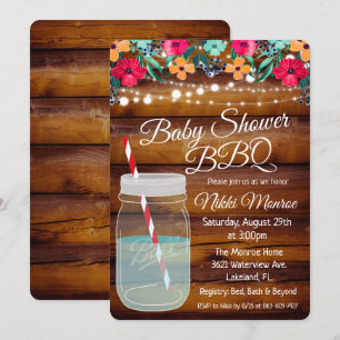 Baby-Shower-BBQ-Einladung im Mason-Glas Einladung