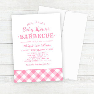 Baby Shower BBQ Rosa Gingham Karo Einladung