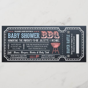 Baby Shower BBQ-Ticket-Einladungen mit Windel-Raff Einladung