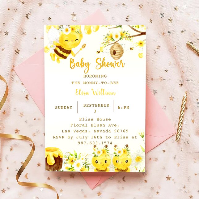 Baby Shower Bee Baby Dusche Einladung (Von Creator hochgeladen)