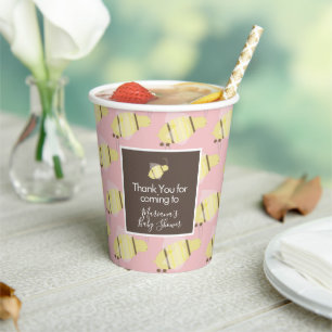 Baby Shower Bee Cute Muster Rosa Pappbecher