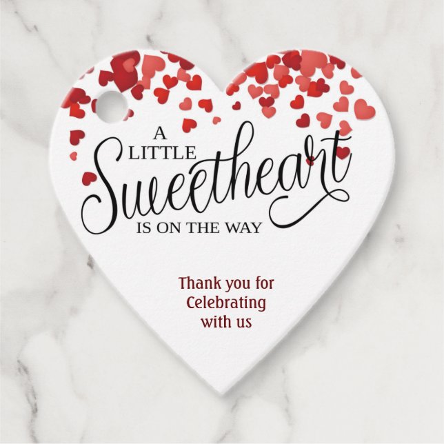 BABY SHOWER bevorzugt Sticker|Herz|Liebling Geschenkanhänger (Vorderseite)