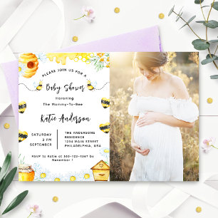 Baby-Shower-Biene-Sonnenblume-Foto-Einladung Einladung