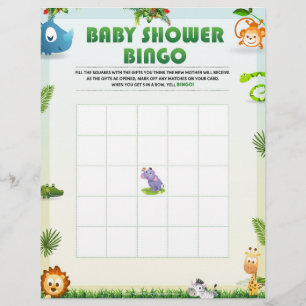 Baby Shower Bingo Baby Shower Game [Tierthema] Briefbogen
