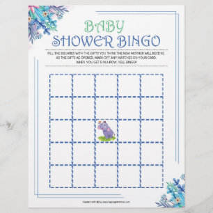 Baby Shower Bingo [Blue Floral] Briefbogen