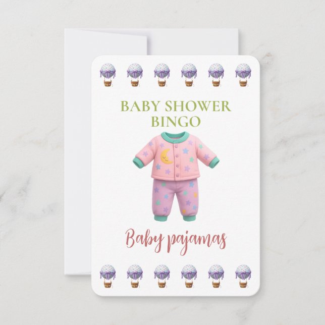 Baby Shower Bingo Card, Funny Game- Baby pajamas (Vorderseite)