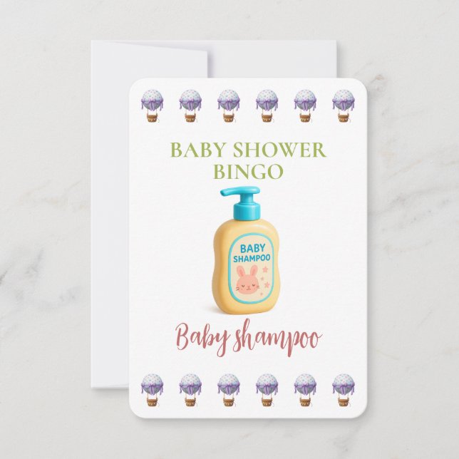 Baby Shower Bingo Card, Funny Game- Baby shampoo (Vorderseite)