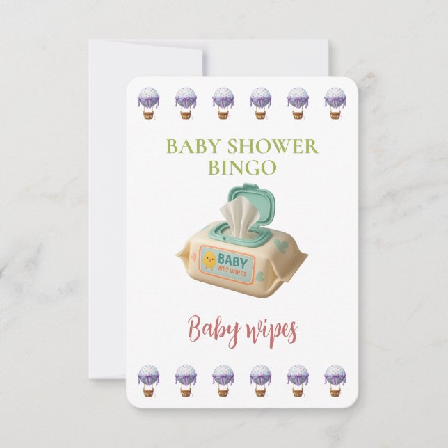 Baby Shower Bingo Card, Funny Game- Baby Wipes (Vorderseite)