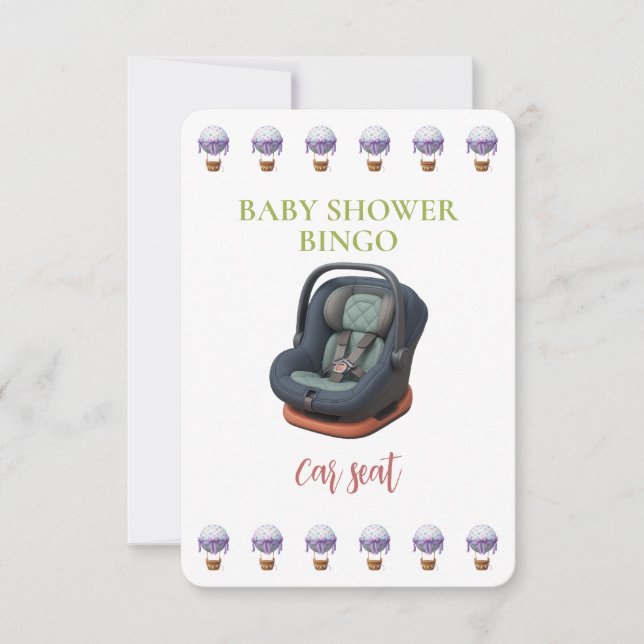 Baby Shower Bingo Card, Funny Game- Car Seat (Vorderseite)