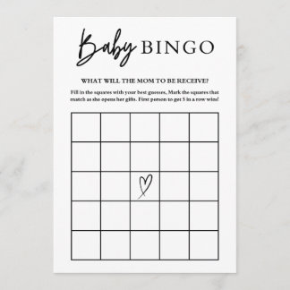 Baby Shower Bingo Card Game Hinweiskarte