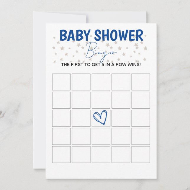 Baby Shower Bingo Game Blue Einladung (Vorderseite)