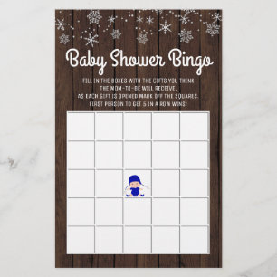Baby-Shower-Bingo Junge Rustikaler Schneeblatt-Bab Flyer