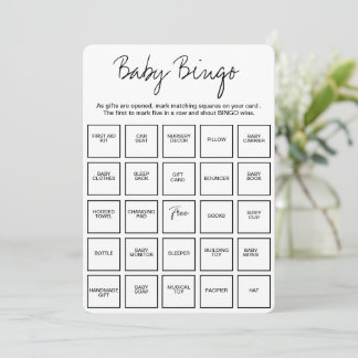 Baby-Shower-Bingo-Karten, einzigartige vorgefüllte Einladung