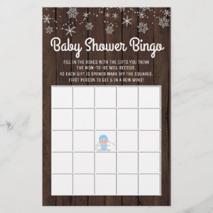 Baby-Shower-Bingo-Karten für Jungen Rustikale Schn