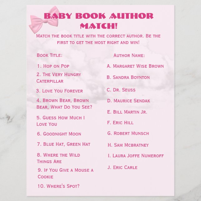 Baby-Shower-Bingo mit rosa Schleifen Flyer (Vorne)