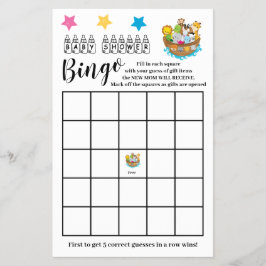 Baby Shower Bingo Noah's Ark Game Card Flyer