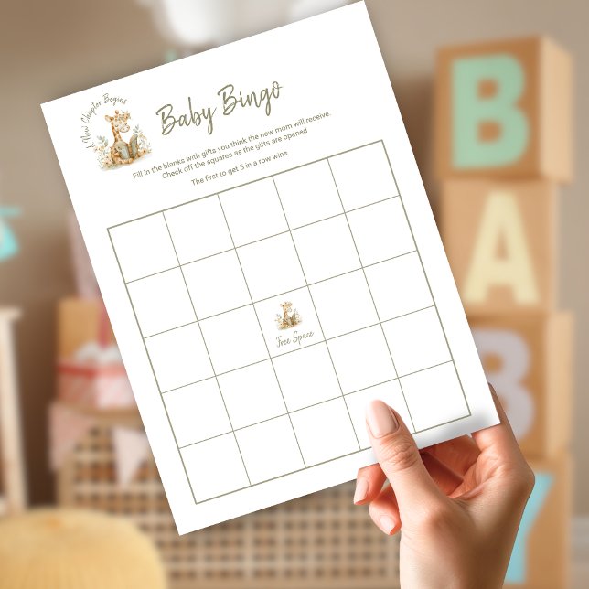 Baby Shower Bingo Spiel Neues Kapitel beginnt Gira Einladung (Von Creator hochgeladen)