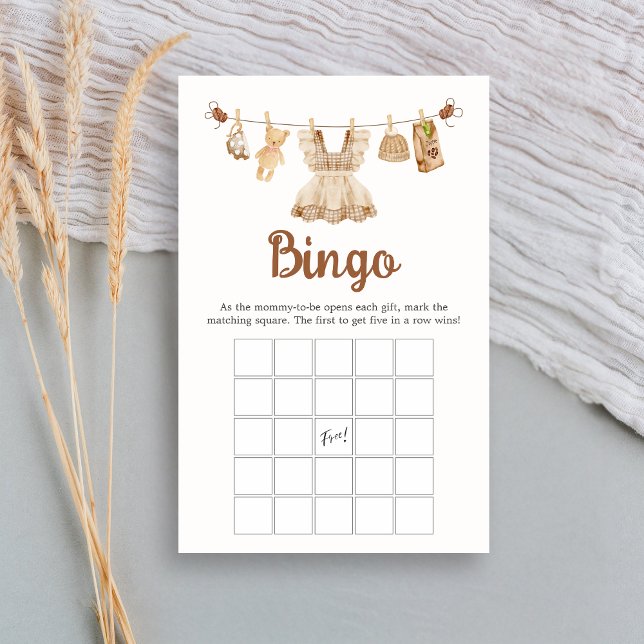 Baby-Shower-Bingo-Spiel zum Thema Kaffee brauen (Coffee Little Bean Clothesline Baby Shower Bingo Game)