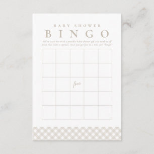 Baby-Shower-Bingo süße neutrale Gingham-Party-Kart Einladung