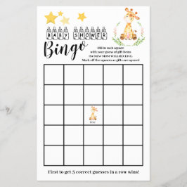 Baby Shower Bingo Sweet Vintag Giraffe Game Card Flyer