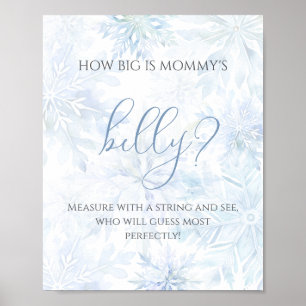 Baby Shower Blau Schneeglöckchen Wie groß ist Mama Poster