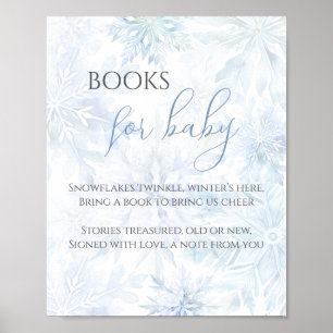 Baby Shower Blaue Schneeflocken Bücher für Baby Poster