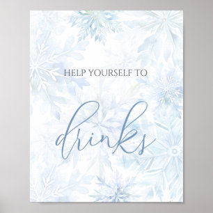 Baby Shower Blaue Schneeflocken Getränke Poster