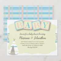 Baby Shower blockiert Boho Tribal Karierte Einladu