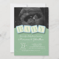 Baby Shower Blocks Boy Kariert Ultrasound Foto Inv
