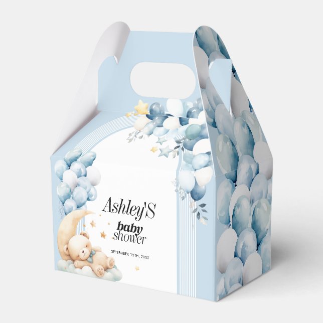 Baby Shower Blue Bars und Balloons Fvor Box Geschenkschachtel (Vorderseite)
