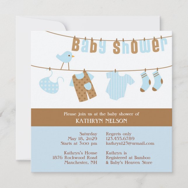 Baby Shower Blue Boy Einladung (Vorderseite)