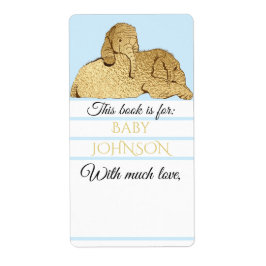 Baby Shower Blue Gold Elephant Buchzeichen Sheet 8