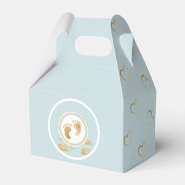 Baby Shower Blue Gold Hearts Fevor Box Geschenkschachtel