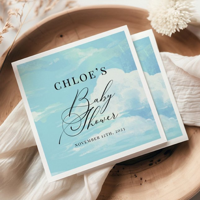 Baby Shower Blue Sky Clouds Serviette (Von Creator hochgeladen)