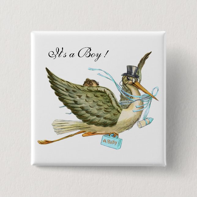 BABY SHOWER Blue White " It's a Boy" Button (Vorderseite)