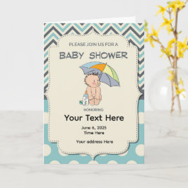 Baby Shower Blue Yellow Invitation Karte