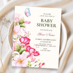 Baby-Shower-Blumen blühen Einladung