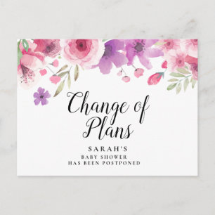 Baby-Shower-Blumen-Wasserfarbe verschoben Postkarte