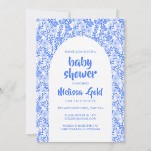 BABY SHOWER Blumenarch Blaue Blume Muster CUSTOM Einladung
