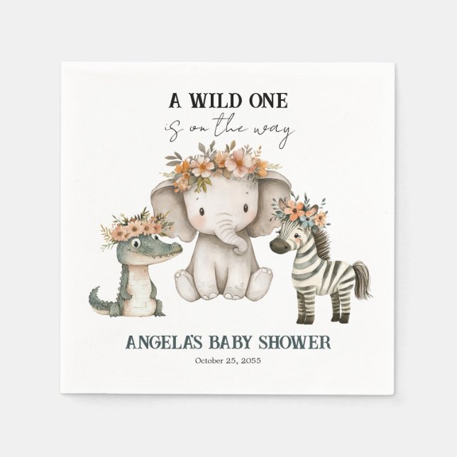 Baby Shower Boho Safari Serviette (Vorderseite)