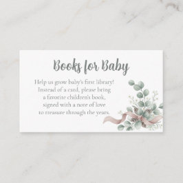 Baby Shower Book Request - Eucalyptus Ribbon Begleitkarte
