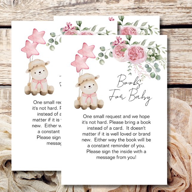 Baby shower book sweet little lamb pink roses begleitkarte (Von Creator hochgeladen)