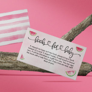 Baby Shower Books for Baby Watercolor Watermelon Begleitkarte