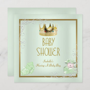 Baby Shower Boy Baby Crown Prince Mint Einladung