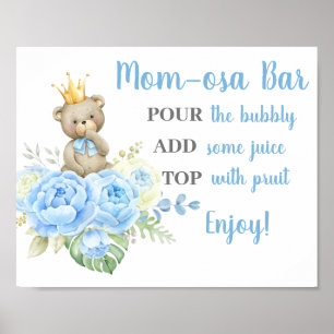 Baby Shower Boy Bear Momosa Zeichen Poster