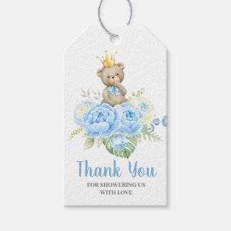 Baby Shower Boy Blue Bear Geschenkanhänger