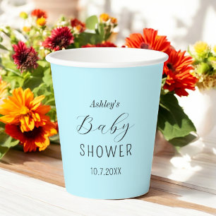 Baby Shower Boy Blue Black Calligraphy Paper Cup Pappbecher