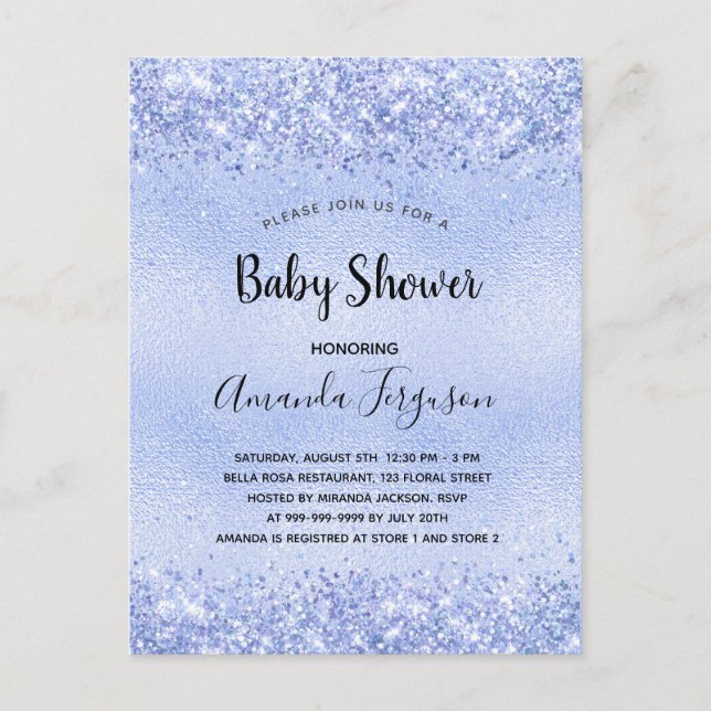Baby Shower Boy Blue Confetti Einladungspostkarte (Vorderseite)